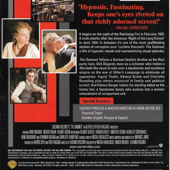 The Damned DVD Luchino Visconti 1969 Cult Film Dirk Bogarde 2004 Release - Picture 2 of 2
